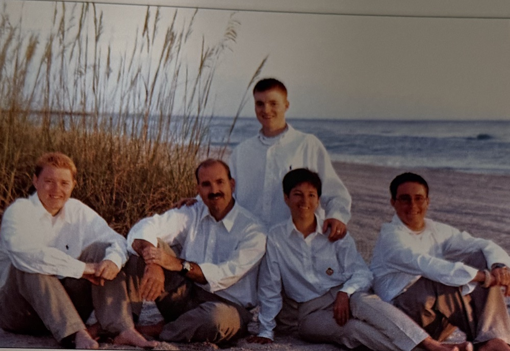 The family together on the beach